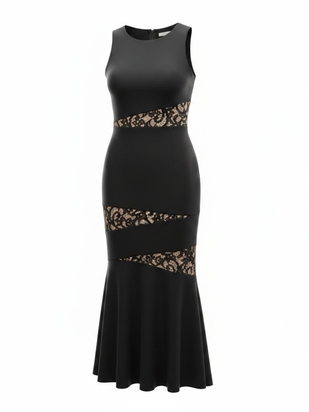 BCBGMaxAzria Black Asymmetrical Lace-Panel Dress - Picture 2 of 13